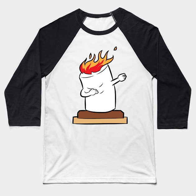 Funny Dabbing Marshmallow Halloween Marshmallows Baseball T-Shirt by EQDesigns